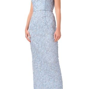 Adrianna Papell light blue embroidered gown